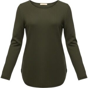 Michael Kors Womens Olive Green Textured Knit Back Zip Sweater Size S